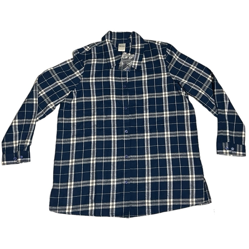 Blair - Men’s Blue Plaid Button Up Flannel Sz MD